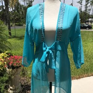 Top beach cover up blue, 100% polyester size xá/s